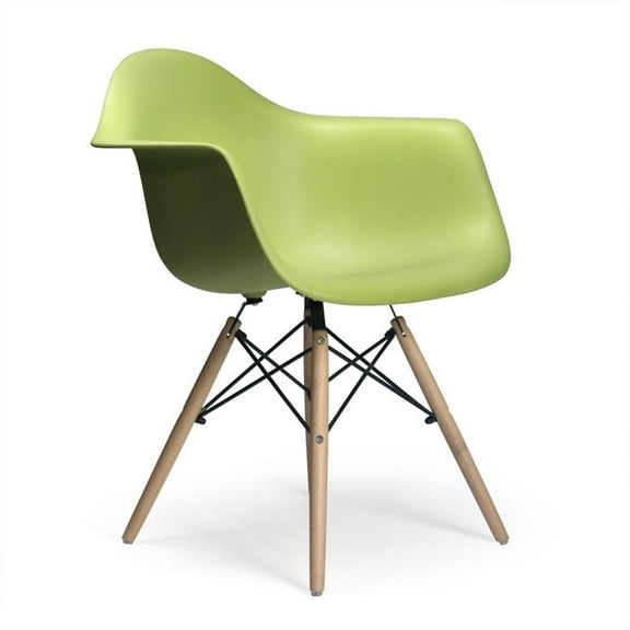 Pemberly Row Contemporary Plastic Arm Chairs (Set of 2) in Green