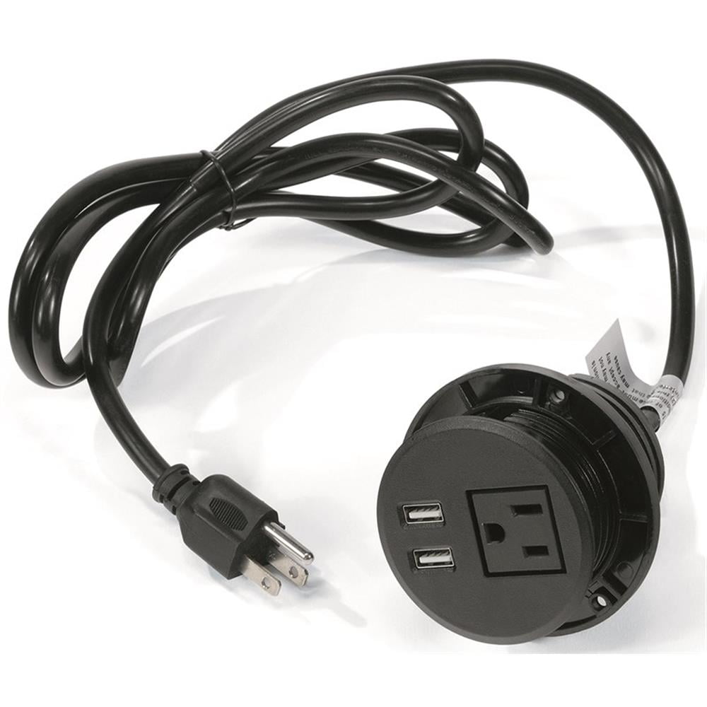 Pemberly Row Contemporary Plastic and Rubber Wire Power Grommet in Black