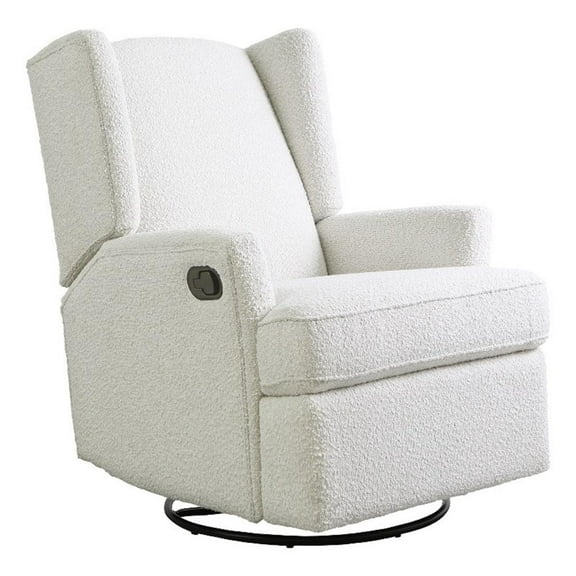 Pemberly Row Contemporary Plush Boucle Swivel 7 Position Recliner