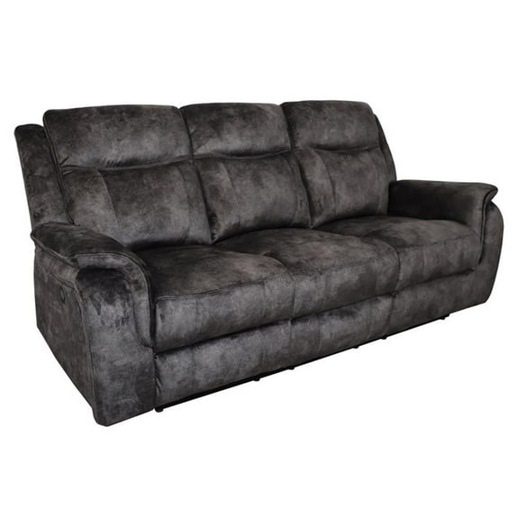 Pemberly Row Contemporary Polyester Fabric Power Sofa in Slate