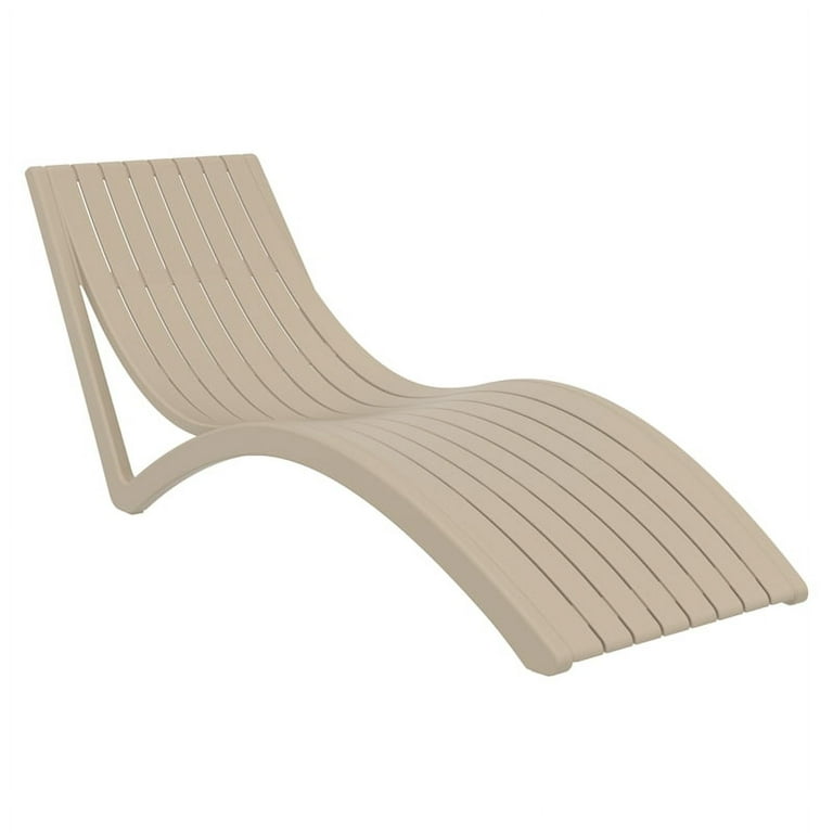 Pemberly Row Contemporary Pool Chaise Sun Lounger Taupe