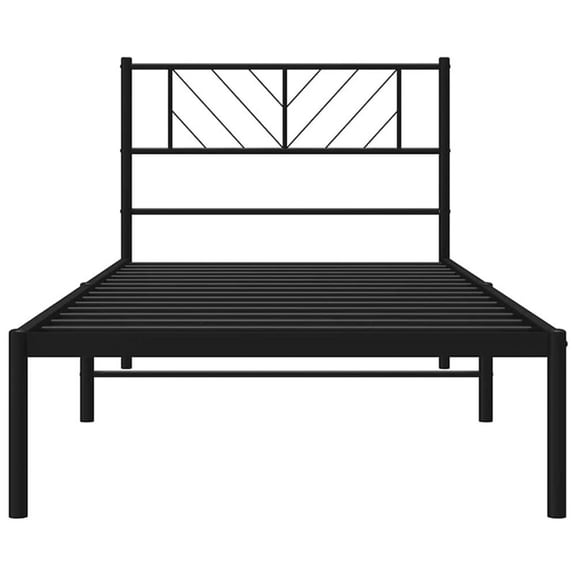 Pemberly Row Contemporary Powder-Coated Steel Twin Bed Frame in Black