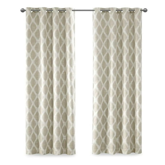 Pemberly Row Contemporary Printed Ikat Blackout Panel in Taupe