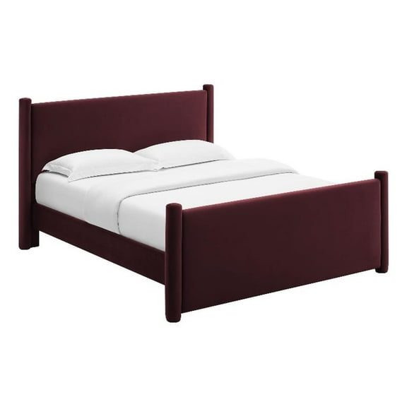 Pemberly Row Contemporary Queen Platform Bed in Mulberry Finish