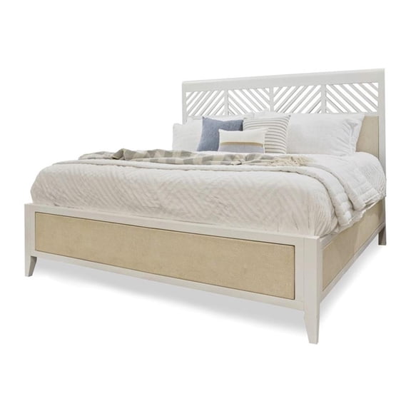Pemberly Row Contemporary Queen Woven Bed in Sand and Stark White