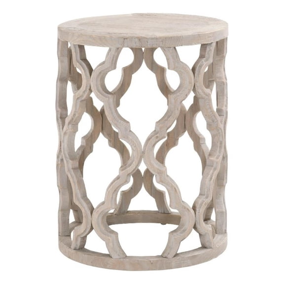 Pemberly Row Contemporary Reclaimed Elm Wood End Table in Smoke Gray