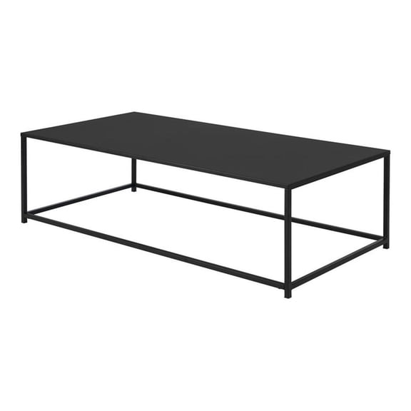 Pemberly Row Contemporary Rectangular Metal Coffee Table in Black