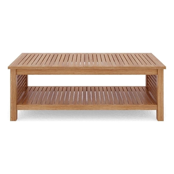 Pemberly Row Contemporary Rectangular Teak Outdoor Coffee Table