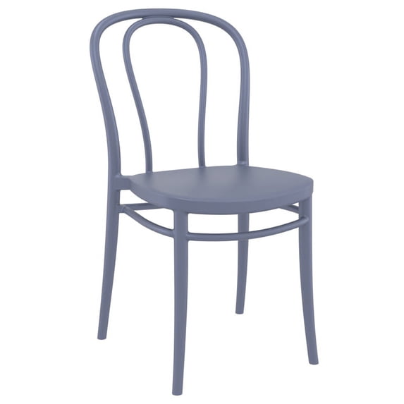 Pemberly Row Contemporary Resin Outdoor Chair Dark Gray