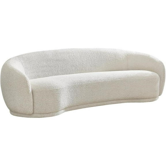 Pemberly Row Contemporary Rich Cream Boucle Fabric Upholstered Sofa