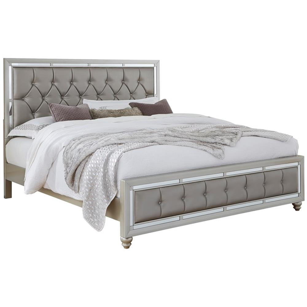 Pemberly Row Contemporary Riley Silver Tufted Wooden King Bed - Walmart.com