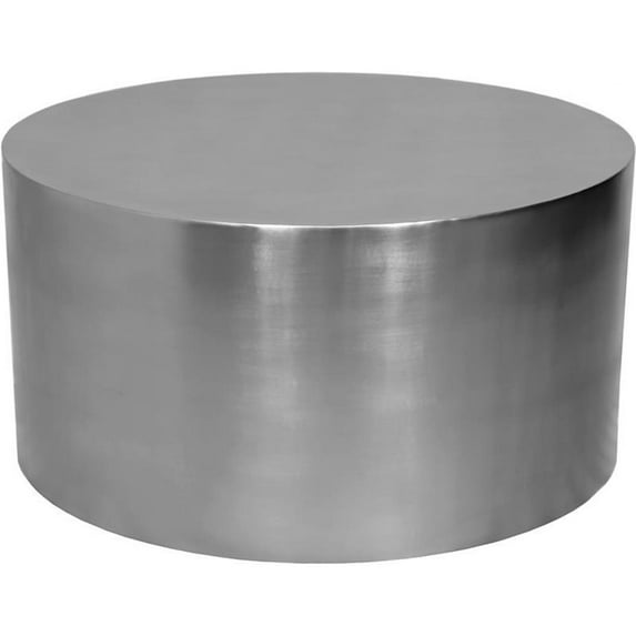 Pemberly Row Contemporary Round Brushed Chrome Metal Coffee Table