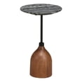 thumbnail image 1 of Pemberly Row Contemporary Round Marble Top Side Table in Black and Brown, 1 of 6