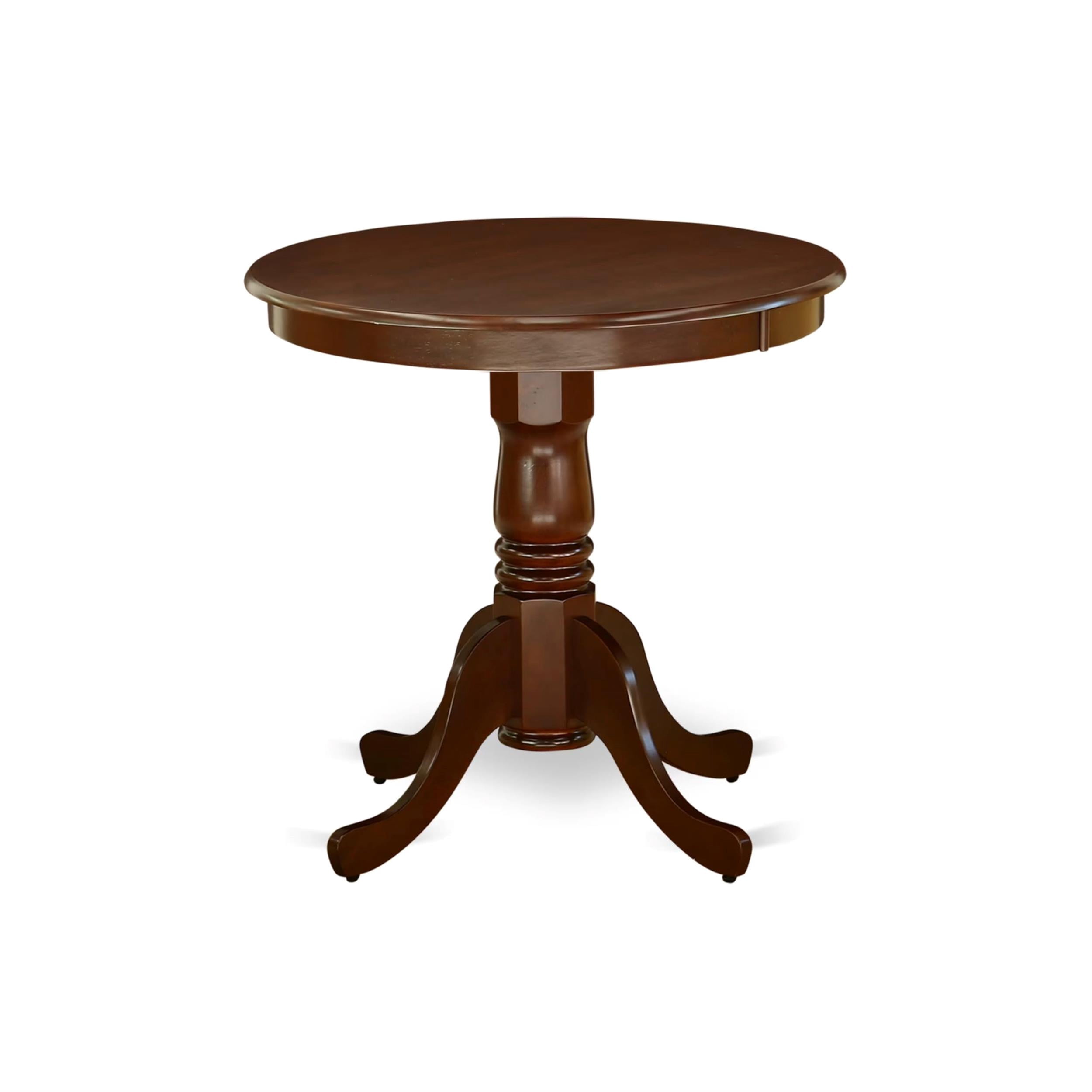 Pemberly Row Contemporary Round Rubber Wood Dining Table in Mahogany ...