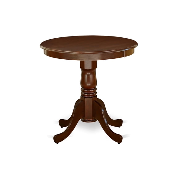 Pemberly Row Contemporary Round Rubber Wood Dining Table in Mahogany