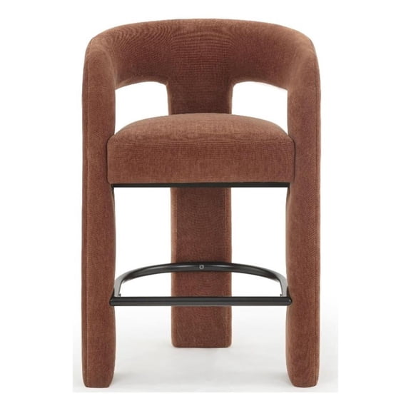 Pemberly Row Contemporary Rust Red Performance Chenille Counter Stool