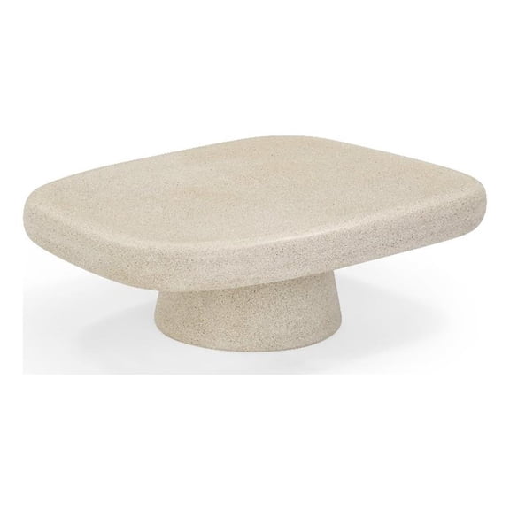 Pemberly Row Contemporary Sandstone Indoor/Outdoor Coffee Table
