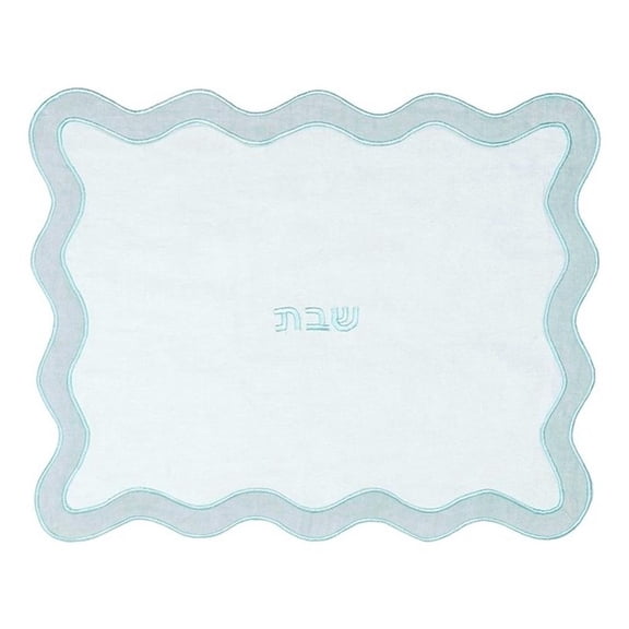 Pemberly Row Contemporary Sea Blue Wavy Fabric Challah Cover