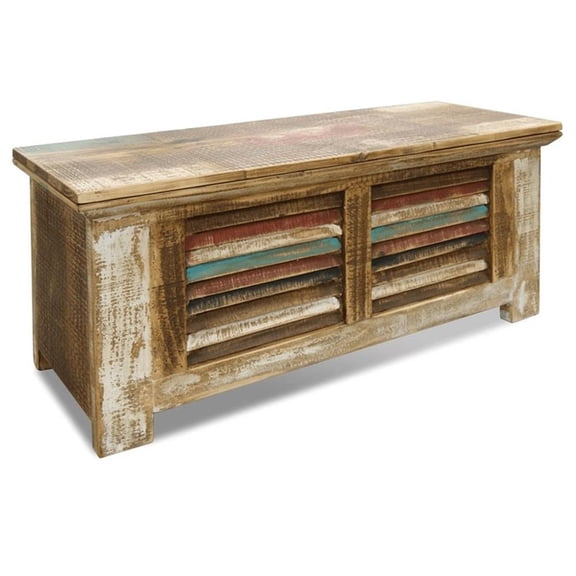 Pemberly Row Contemporary Shutter Panel Trunk in Multi Color