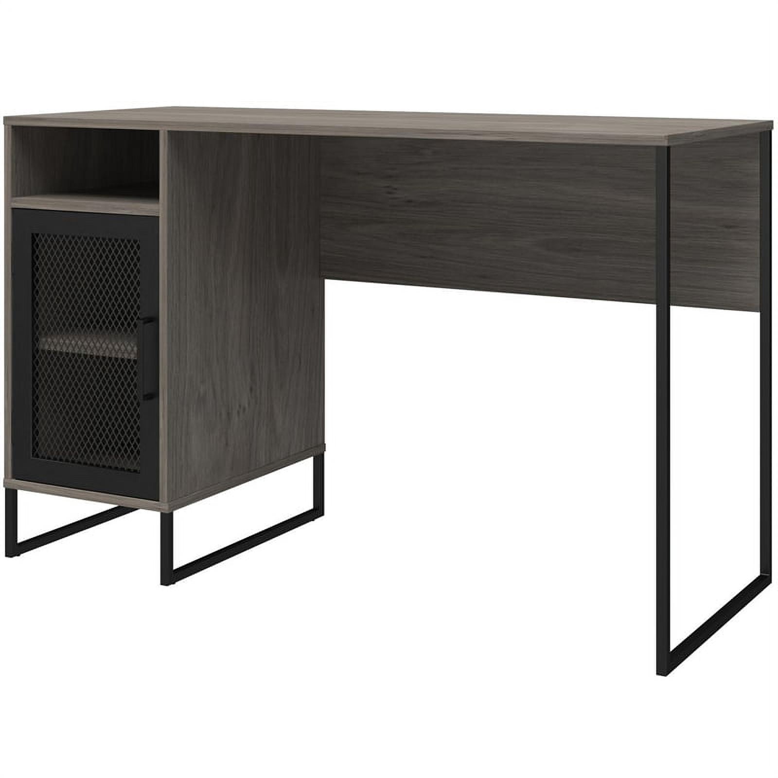 Pemberly Row Contemporary Single Pedestal Computer Desk in Gray Oak ...