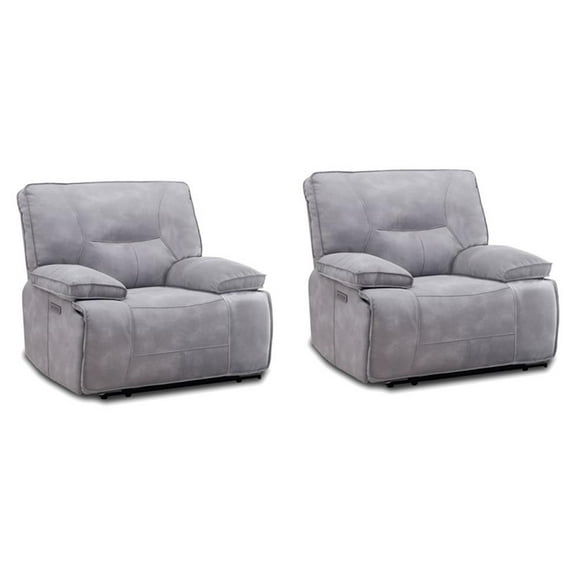 Pemberly Row Contemporary Sky Zero Gravity Power Recliner Two Pack