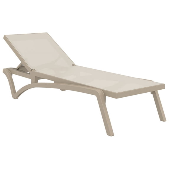 Pemberly Row Contemporary Sling Chaise Lounge Taupe Beige Finish
