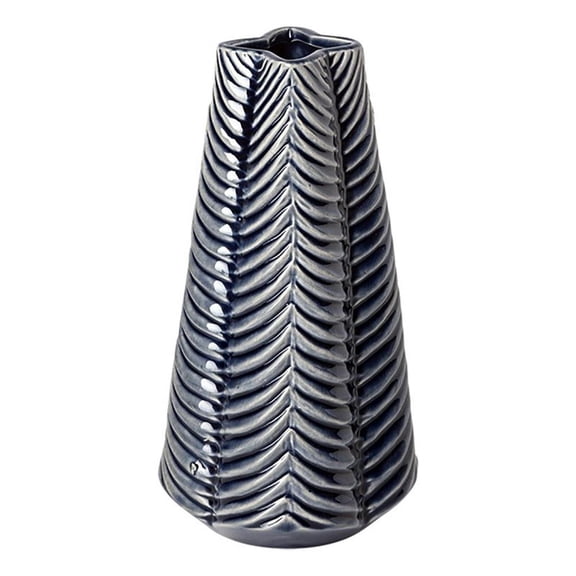 Pemberly Row Contemporary Small Dark Navy Gloss Ceramic Vase