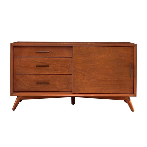 Pemberly Row Contemporary Small Wood TV Console in Acorn Brown