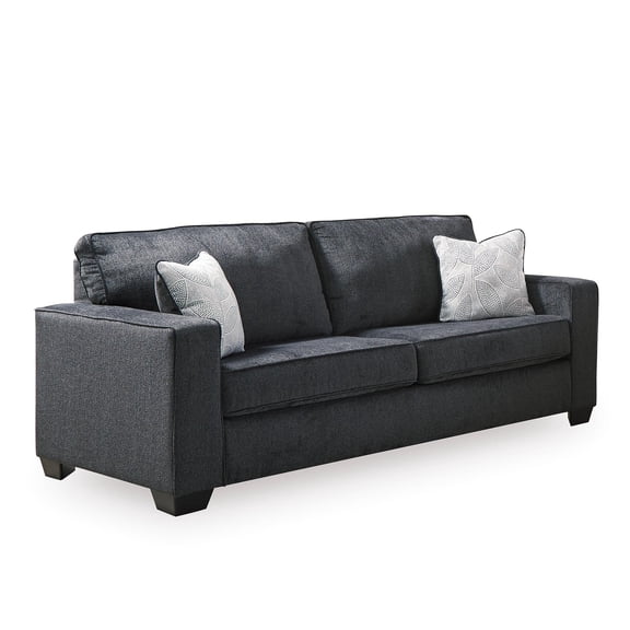 Pemberly Row Contemporary Sofa with 2 Decorative Pillows in Slate