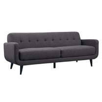 Pemberly Row Contemporary Sofa with Tufted Back Cushions in Charcoal
