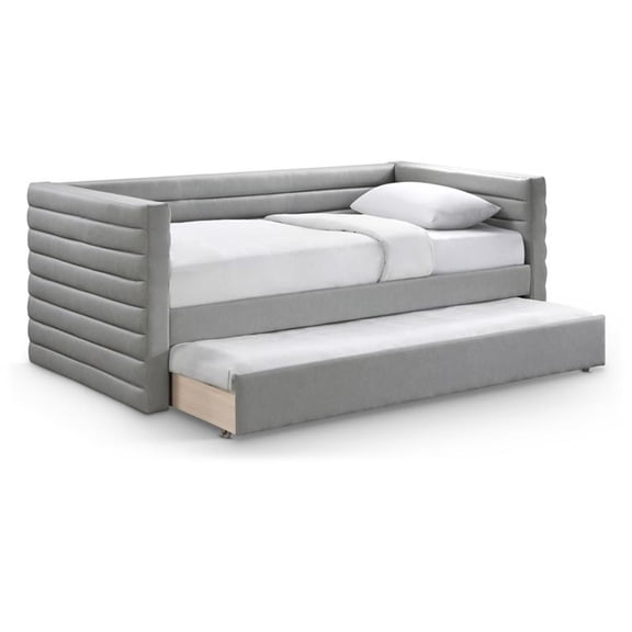 Pemberly Row Contemporary Soft Gray Vegan Leather Twin Daybed