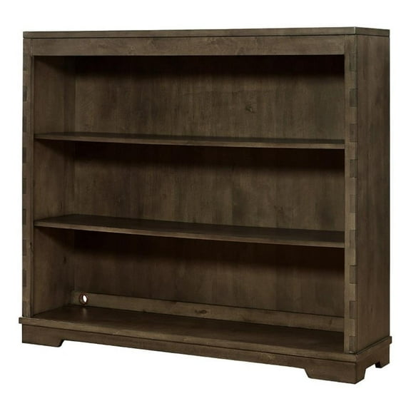 Pemberly Row Contemporary Solid Hardwood Bookcase in Graphite Gray