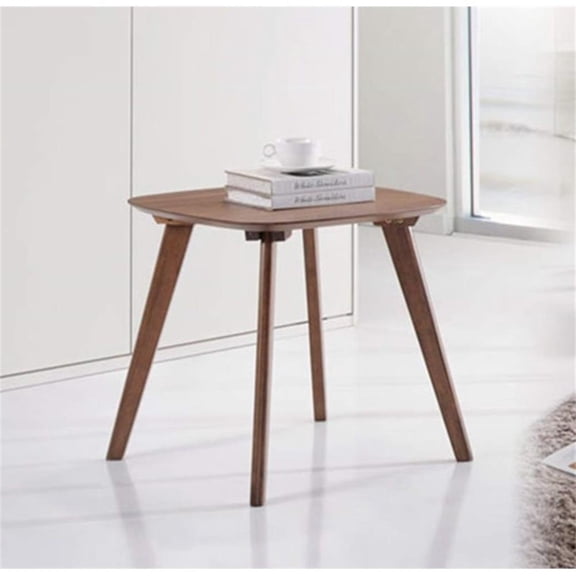Pemberly Row Contemporary Solid Walnut End Table with Tapered Legs in Brown