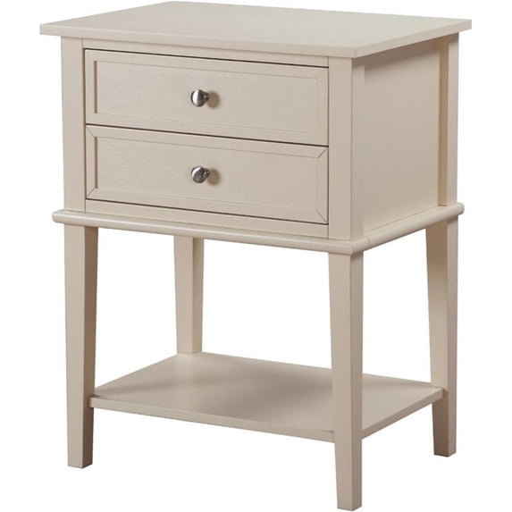 Pemberley Row Solid Wood Beige Nightstand Rectangular 28" x 22" x 16" Assembled