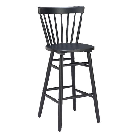 Pemberly Row Contemporary Solid Wood Barstool (Set of 2) Black
