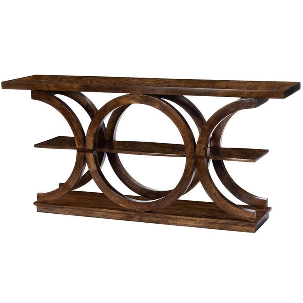 Pemberly Row Contemporary Solid Wood Console Table in Brown Finish ...