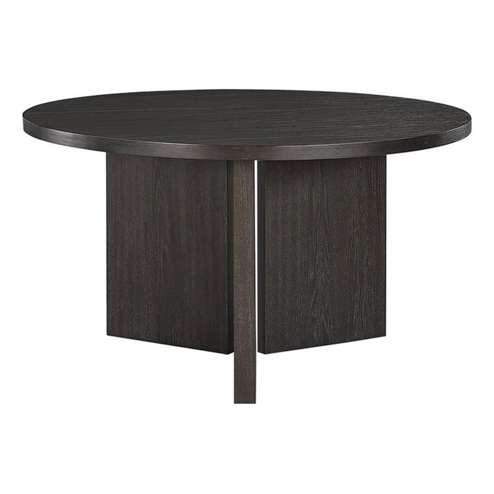 Pemberly Row Contemporary Solid Wood Dining Round Table in Ebony ...