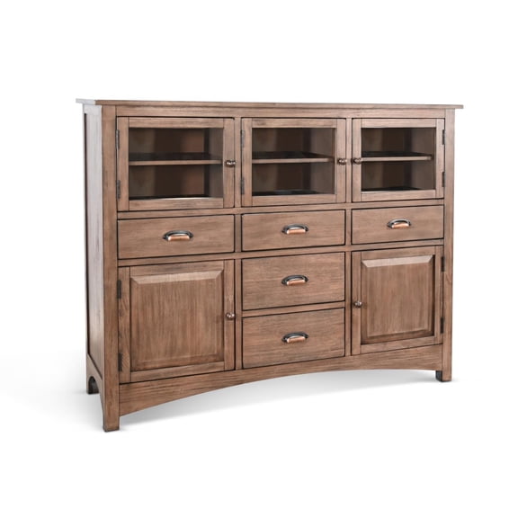 Pemberly Row Contemporary Solid Wood Display Cabinet Wood Server