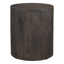 Pemberly Row Contemporary Solid Wood Drum Coffee Table in Dark Gray