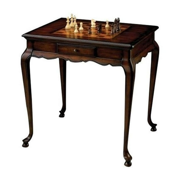 Pemberly Row Contemporary Solid Wood Game Table In Cherry Finish