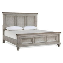 Pemberly Row Contemporary Solid Wood King Bed in Vintage Cream