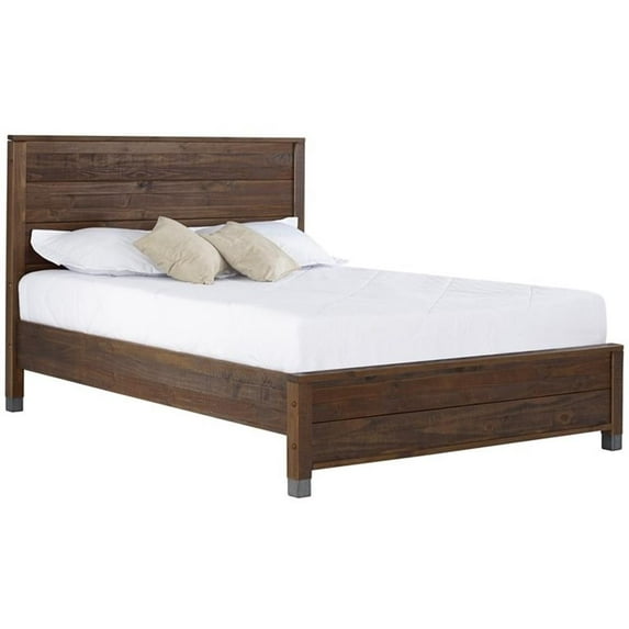 Pemberly Row Contemporary Solid Wood King Platform Bed in Walnut