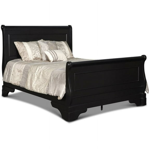 Pemberly Row Contemporary Solid Wood Queen Bed in Black Cherry
