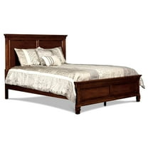 Pemberly Row Contemporary Solid Wood Queen Bed in Burnished Cherry