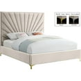 thumbnail image 1 of Pemberly Row Contemporary Solid Wood and Velvet King Bed in Cream, 1 of 10
