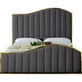thumbnail image 1 of Pemberly Row Contemporary Solid Wood and Velvet King Bed in Gray, 1 of 5