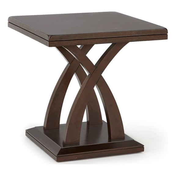 Pemberly Row Contemporary Square End Table in Espresso Cherry Wood