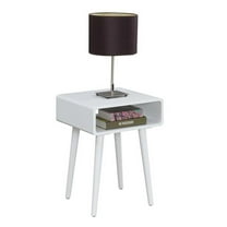 Pemberly Row Contemporary Square End Table in White Wood Finish