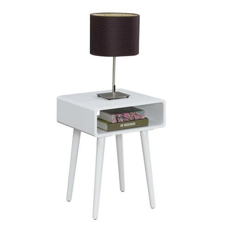 Pemberly Row Contemporary Square End Table in White Wood Finish