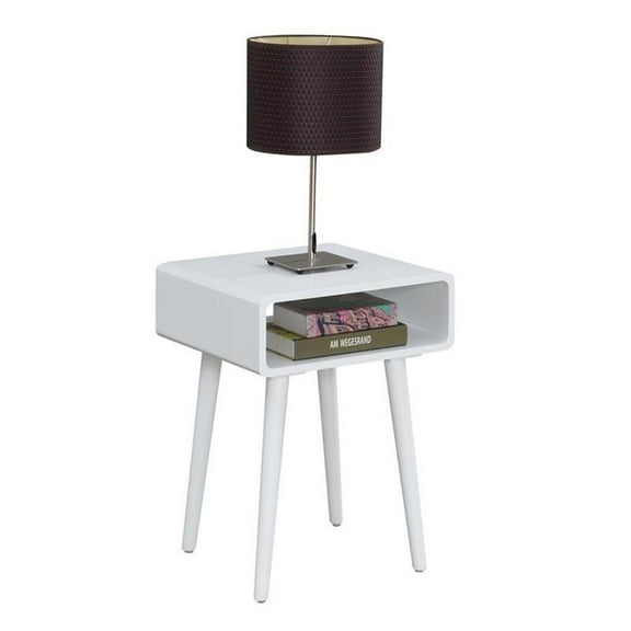 Pemberly Row Contemporary Square End Table in White Wood Finish